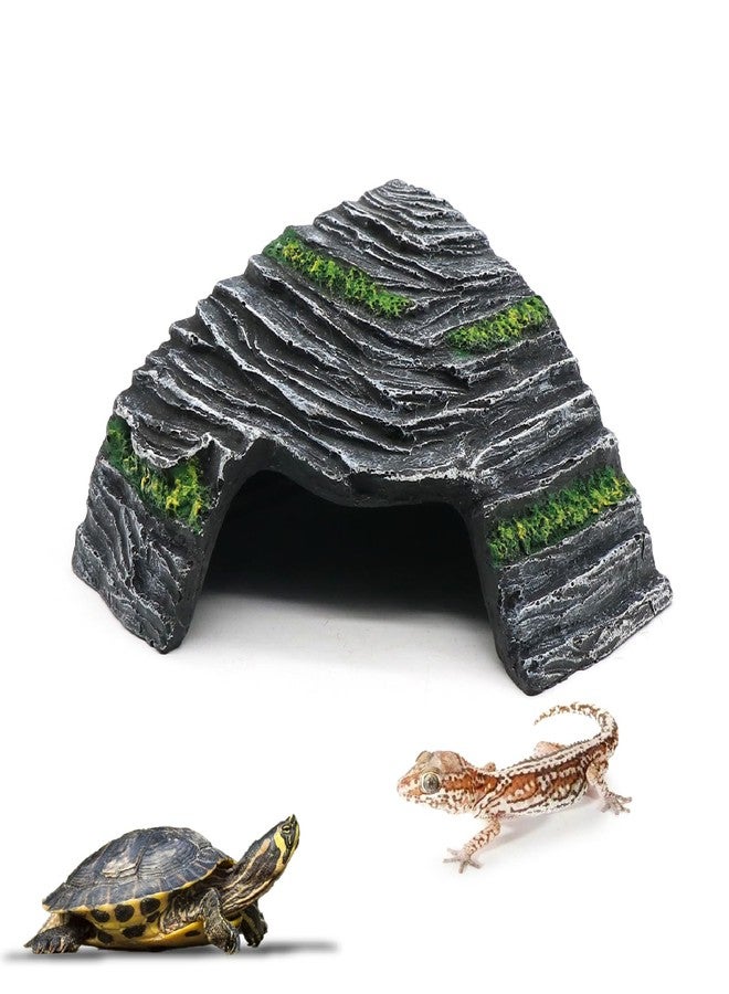 relaqcc Small Turtle Basking Platform Climbing Ramp Shale Scape Step Ledge, Reptile Cave Hideout Aquarium Tank Accessories Decorations, Great for Reptiles, Amphibians, Leopard Gecko, Frogs - Image 1